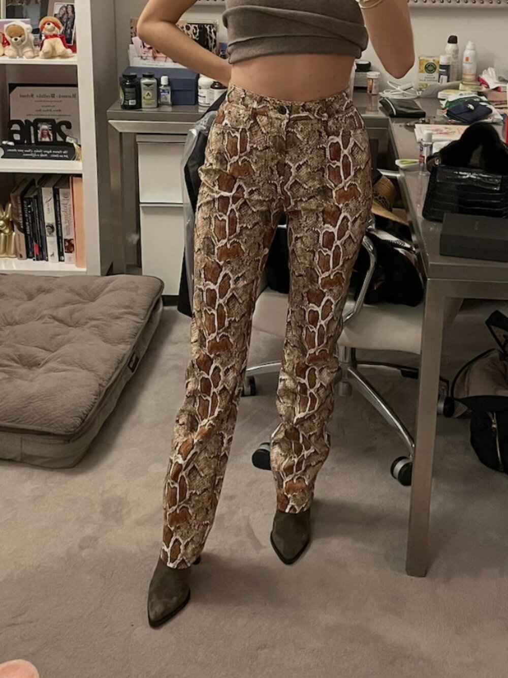 PROENZA SCHOULER White Label Faux Snakeskin Stretch Straight Leg Pants Size 2
